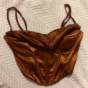 Brown zip up corset top